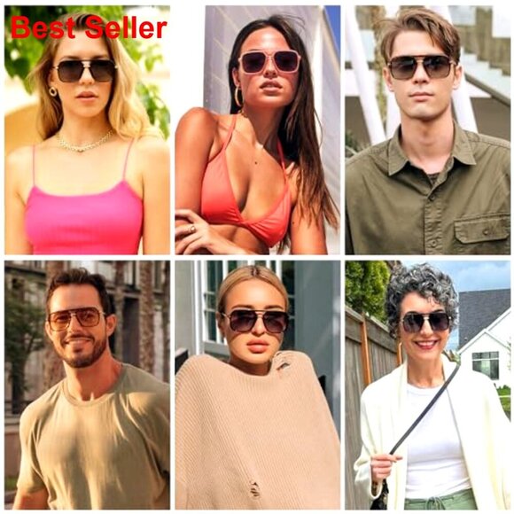 Retro Square Aviator Sunglasses with Polarized UV400 Lenses main image 6